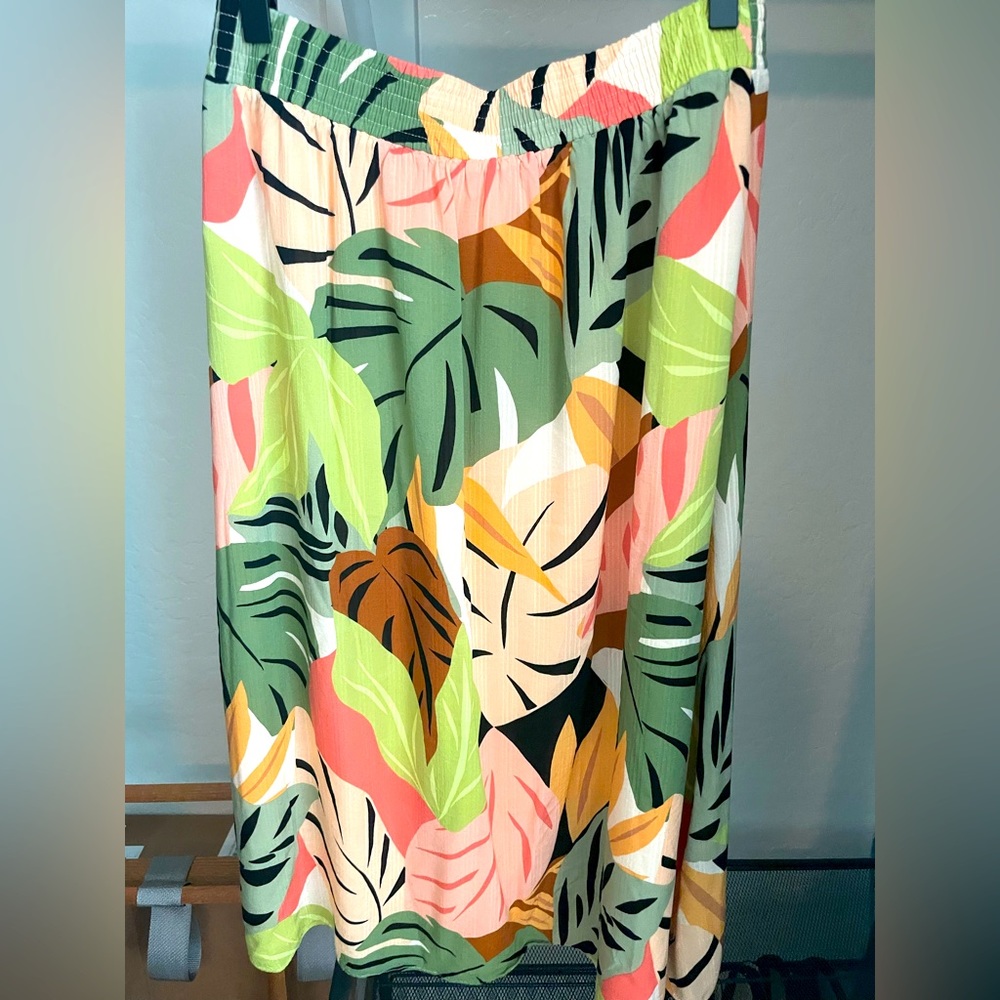 Loft tropical print midi skirt